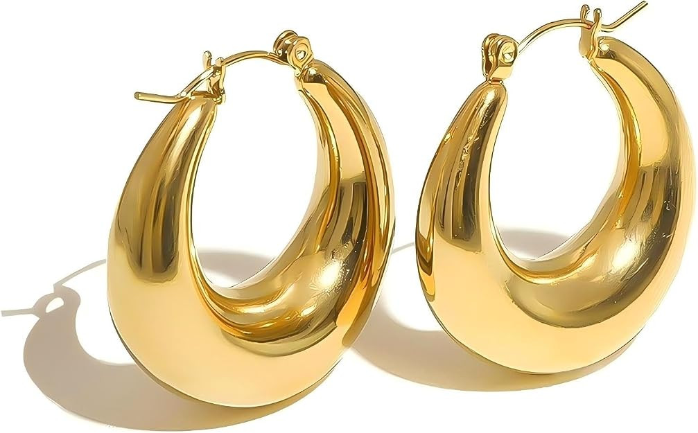 18K Gold Plated, Color Cold Enamel Elegant Hoops Earrings | Hypoallergenic Vibrant Lightweight Ho... | Amazon (US)