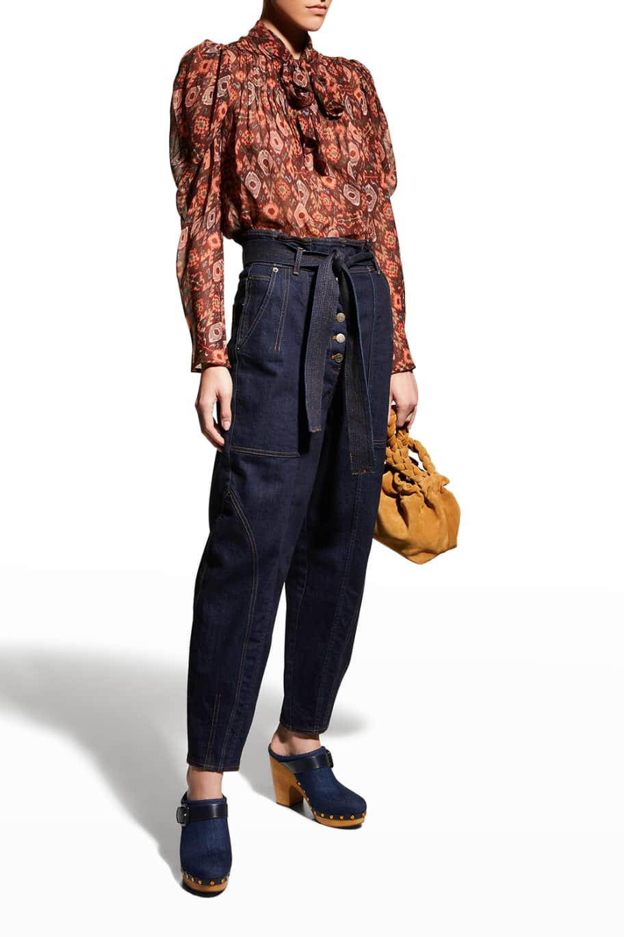 Ulla Johnson Ada Neck-Tie Georgette Blouse | Neiman Marcus