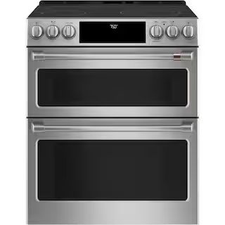Cafe 30 in. 6.7 cu. ft. Smart Slide-In Double Oven Electric Range with Convection in Stainless St... | The Home Depot