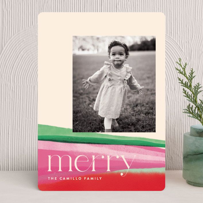 "Bright Dips" - Customizable Christmas Photo Cards in Red by Julie Murray. | Minted
