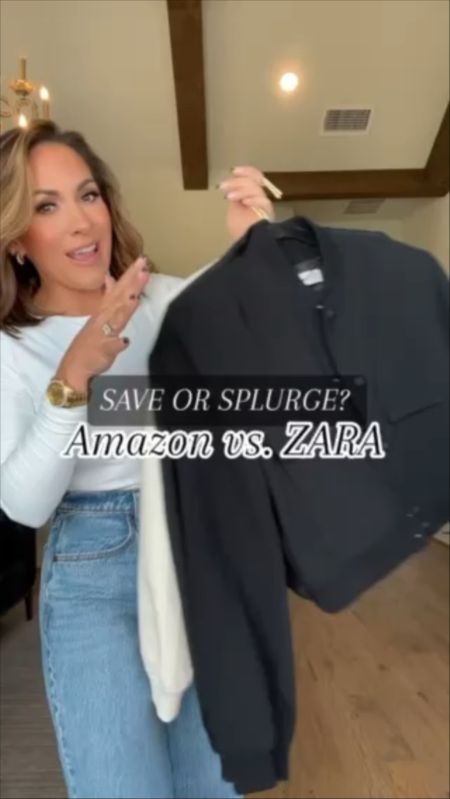 This one was tuff… absolutely love my zara jacket but the cream amazon is sooooo good too!

what do you girls think? which one was your fav??

Amazon jackets saved in Amazon and Zara has a direct link in bio￼!

#saveorsplurge #zarabomberjacket #amazonbomberjacket #fallfashiontrends #fashionover40 #fashioninspo #bomberjacketstyle 
