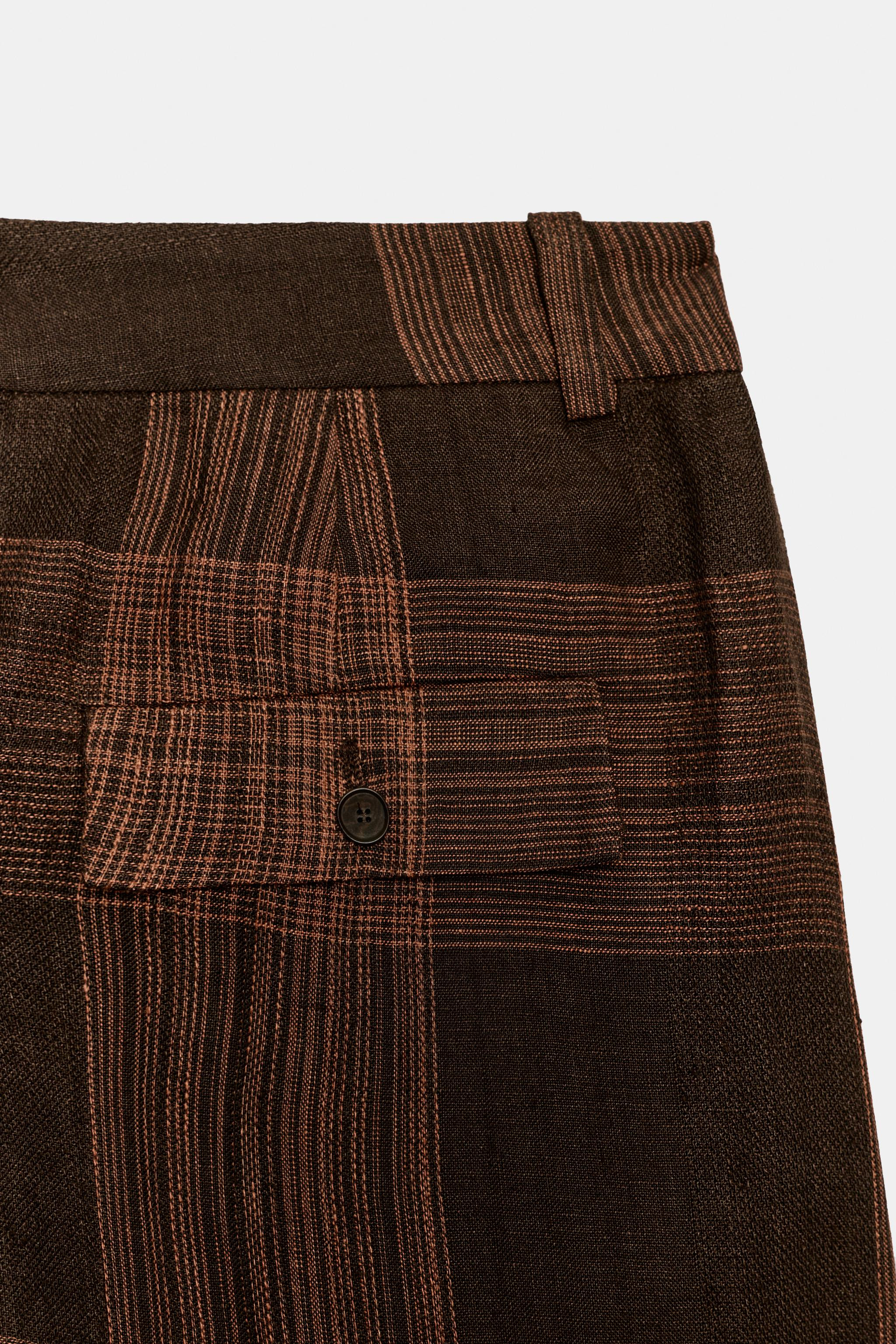 ZW COLLECTION CHECKED LINEN TROUSERS | Zara UK
