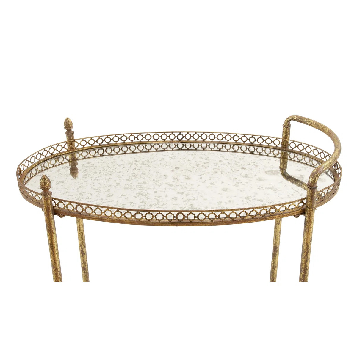 Brass Metal Rolling 2 Mirrored Shelves Bar Cart with Vintage Inspired Details, 30" x 16" x 34" | Wayfair North America