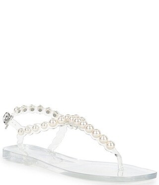 Jeffrey Campbell Pearlesque Flat Pearl Thong Sandals | Dillard's | Dillard's