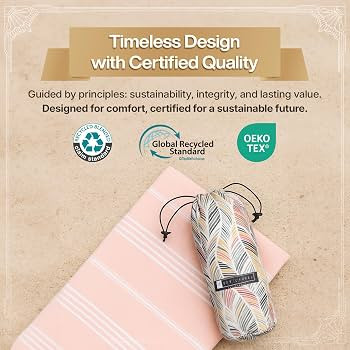 BAY LAUREL Turkish Beach Towel with Travel Bag 39 x 71 Quick Dry Sand Free Lightweight Large Over... | Amazon (US)