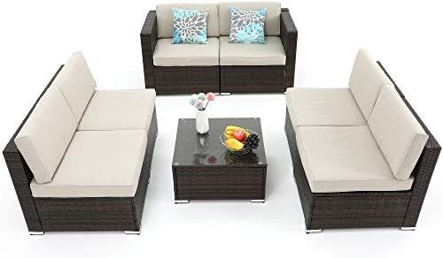YITAHOME 7 Piece Outdoor Patio Furniture Sets, Garden Conversation Wicker Sofa Set, and Patio Sec... | Amazon (US)