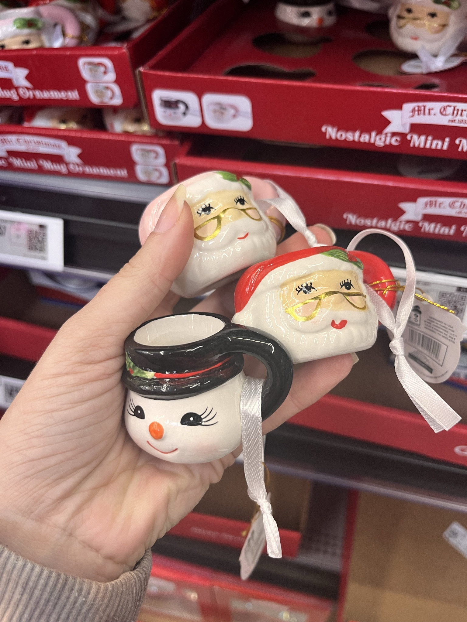 Santa snowman Pinkmas ornaments - nostalgic Christmas mini coffee mug ornaments 

#LTKSeasonal #LTKHoliday