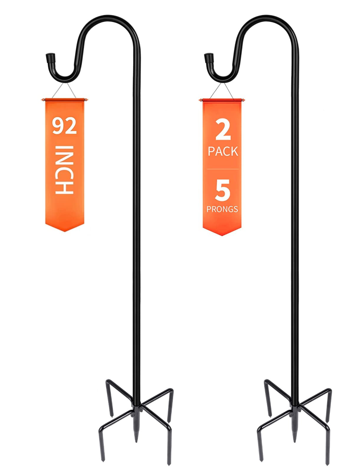 Ottsuls Bird Feeder Pole, 92 INCH Heavy Duty Shepherds Hooks for Outdoor with 5 Prong Base, Adjus... | Amazon (US)