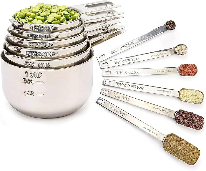 Simply Gourmet Measuring Cups and Spoons Set of 12 – 18/10 Stainless Steel Kitchen Gadgets – ... | Amazon (US)