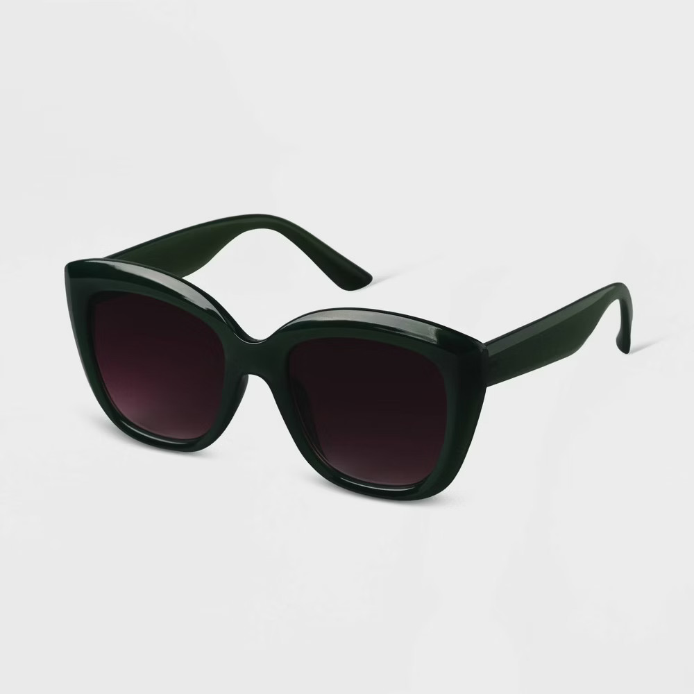 Women's Oversized Cateye Sunglasses - A New Day™ Green | Target