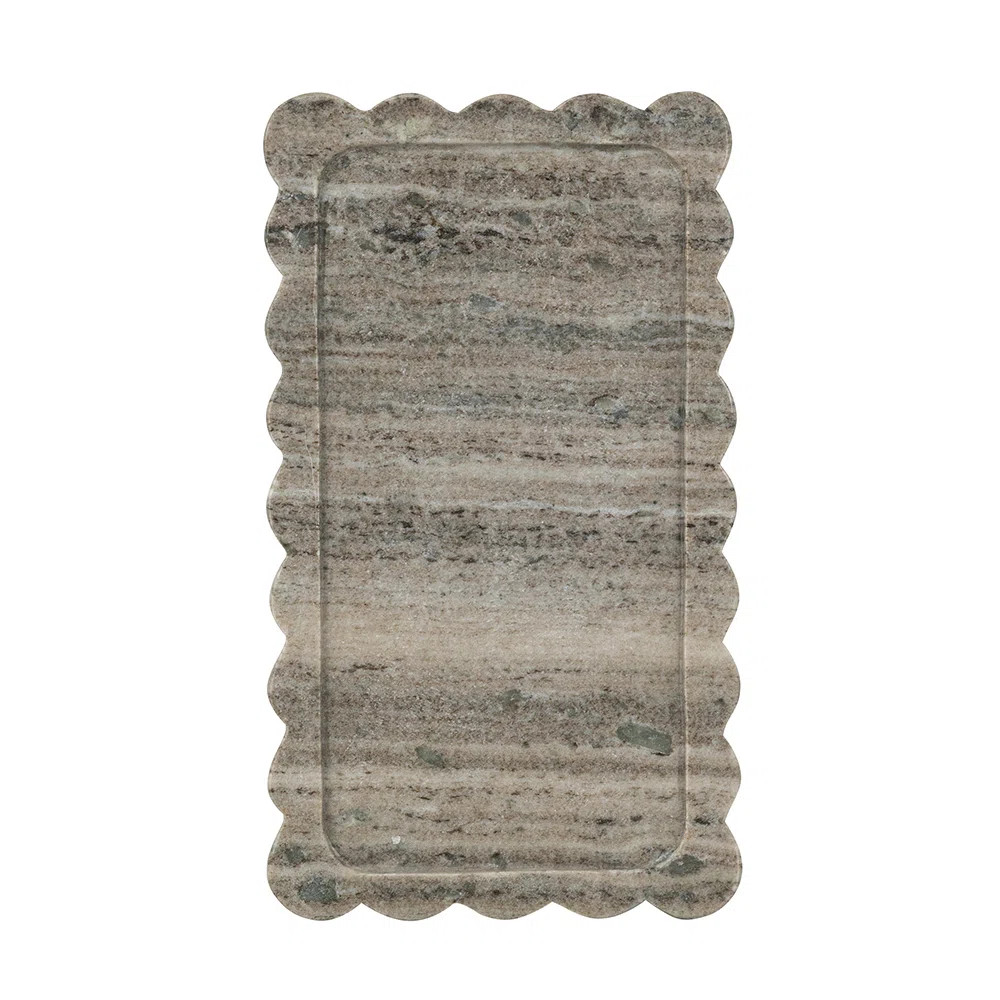 14X8" Scalloped Marble Tray With Natural Gray Finish | Wayfair North America