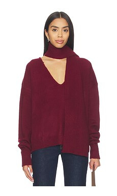 MORE TO COME Mishka Scarf Sweater in Burgundy from Revolve.com | Revolve Clothing (Global)
