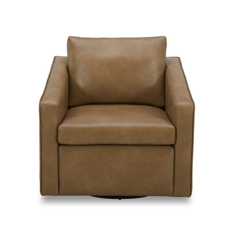 Better Homes & Gardens Steele Swivel Accent Chair, Camel Faux Leather | Walmart (US)