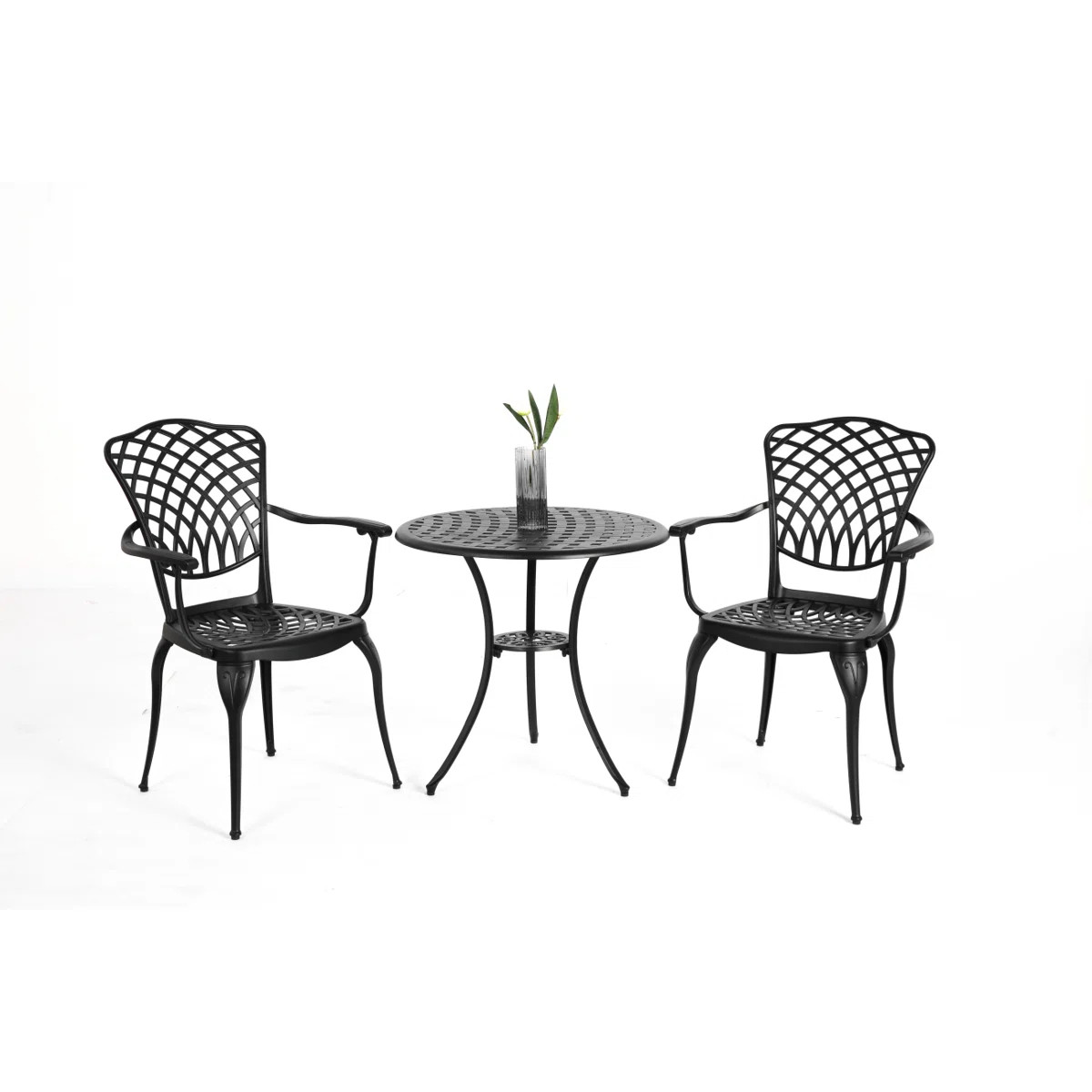 3 Piece Patio Bistro Set Cast Aluminum Bistro Table And Chairs Set Of 2, Patio Set, Patio Seating... | Wayfair North America