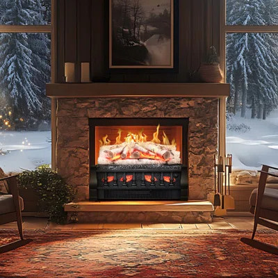 20" Electric Fireplace Log Heater 750w/1500w With 5 Flame Brightness & 4 Sound Effects, Remote Control, 30-second Quick Heat, Overheat Protection, No | Wayfair North America