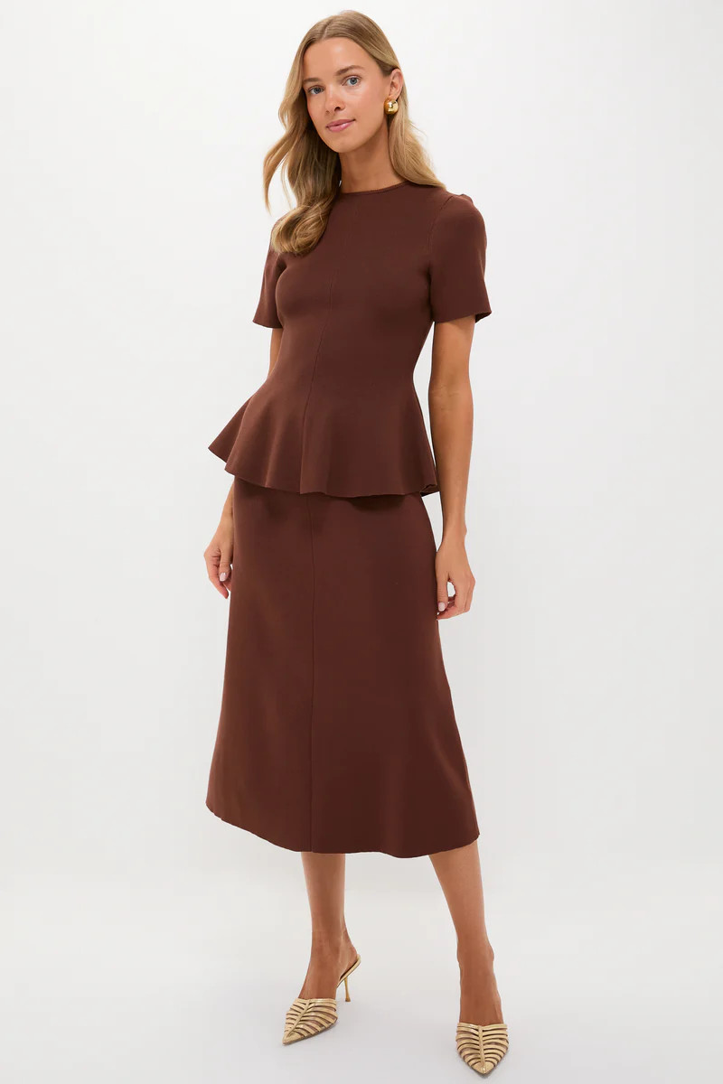 Chocolate Brown Knit Phoebe Peplum Top | Tuckernuck (US)