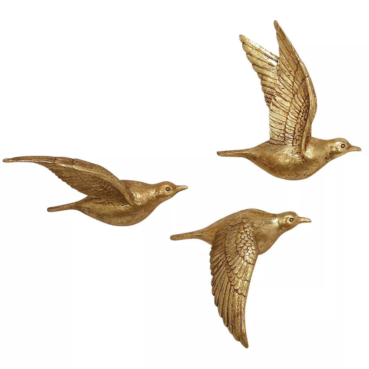 Resin Bird Metallic 3D Sculpted Wall Decor Set of 3 Gold - Olivia & May | Target