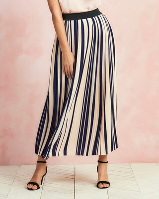 Striped Pleat Maxi Length Skirt | Simply Be (UK)