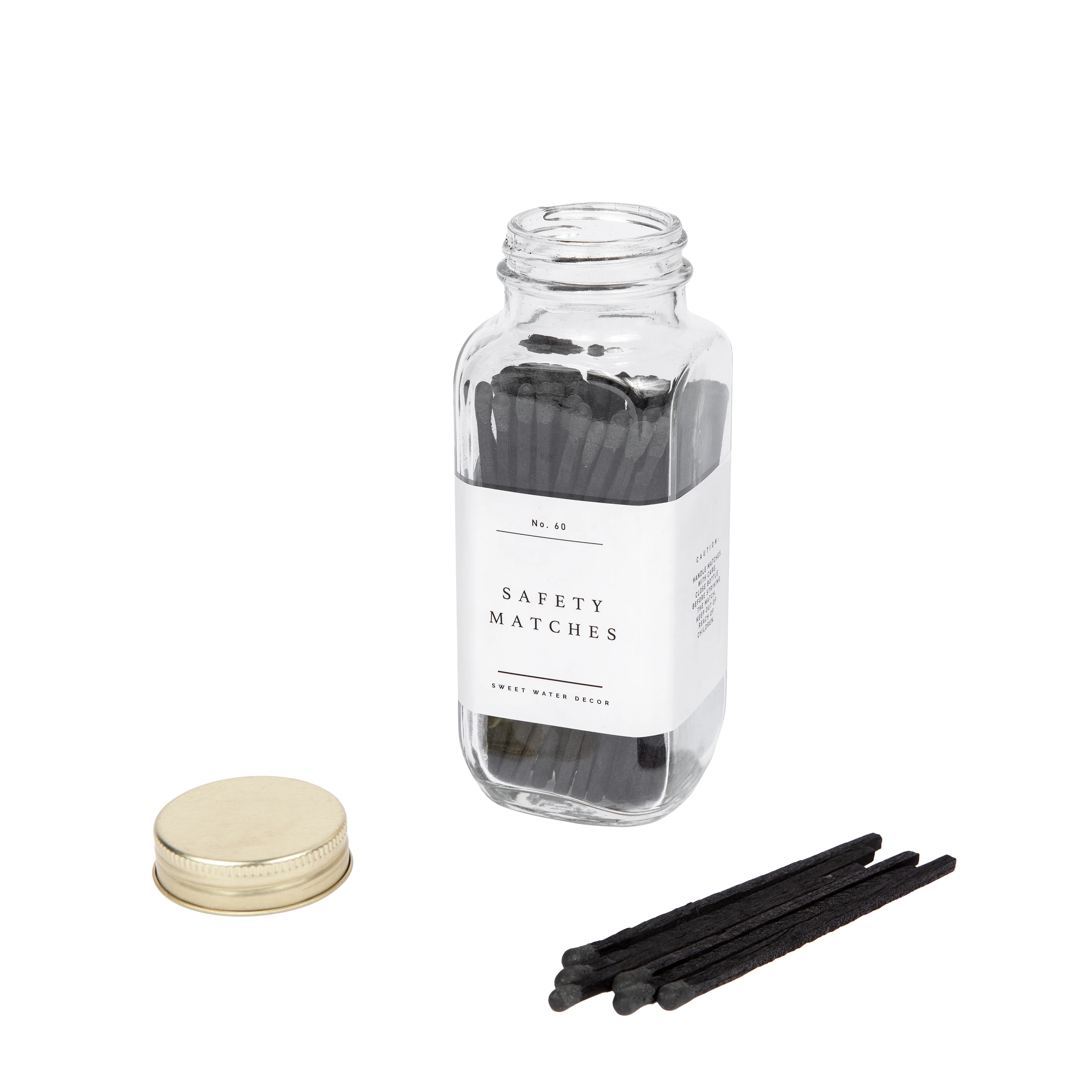 Black Safety Matches - 60 Count, 3.75" | Sweet Water Decor, LLC