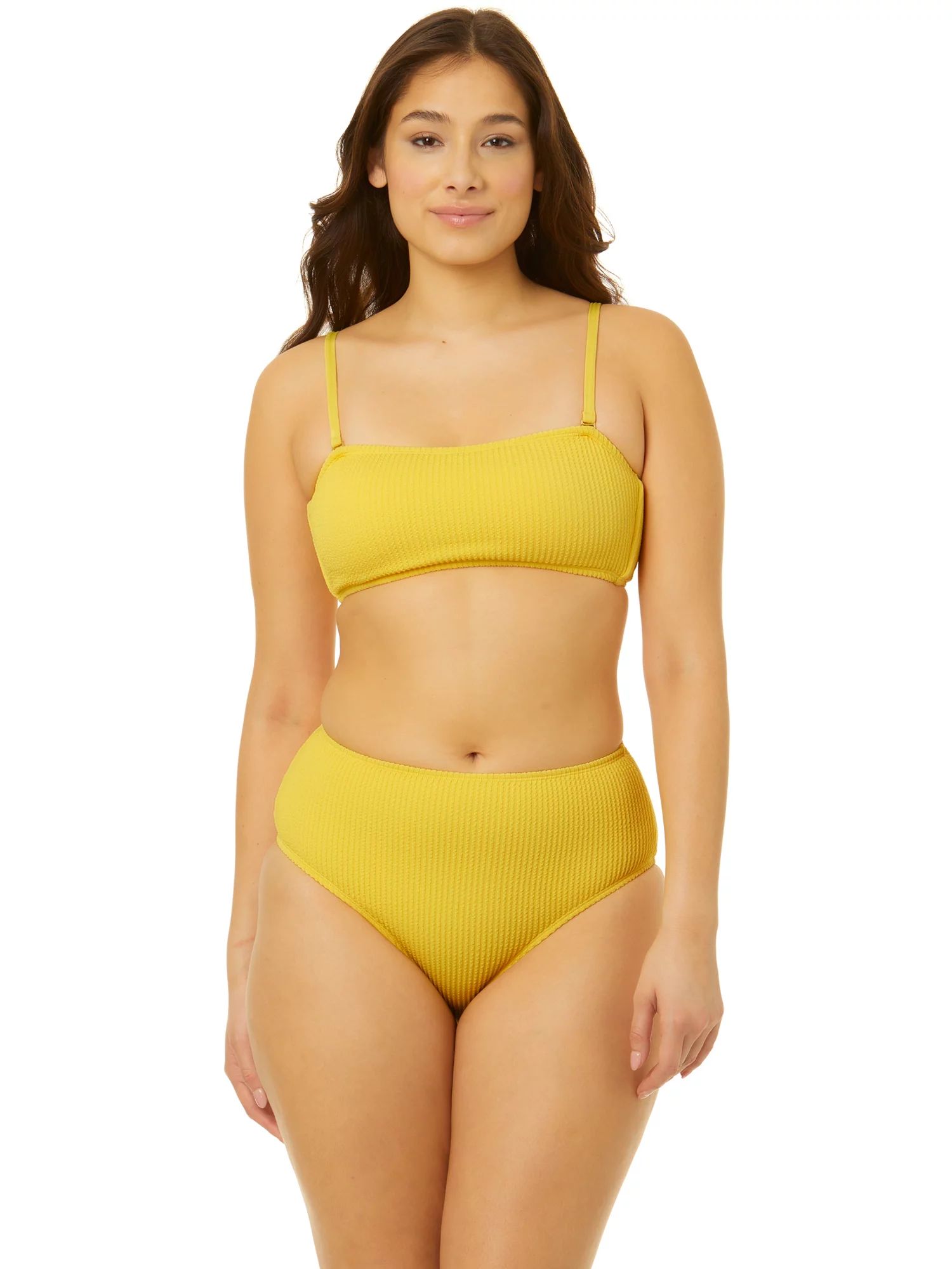 No Boundaries Juniors Ribbed Bandeau Bikini Top with Removable Straps - Walmart.com | Walmart (US)