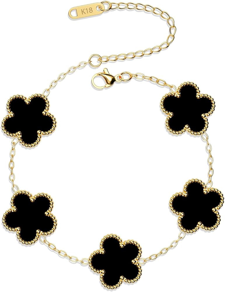 AICase 18K Gold Plated Clover Bracelet Dupes Bracelet Set for Women Flower Leaf Lucky Clover Brac... | Amazon (US)