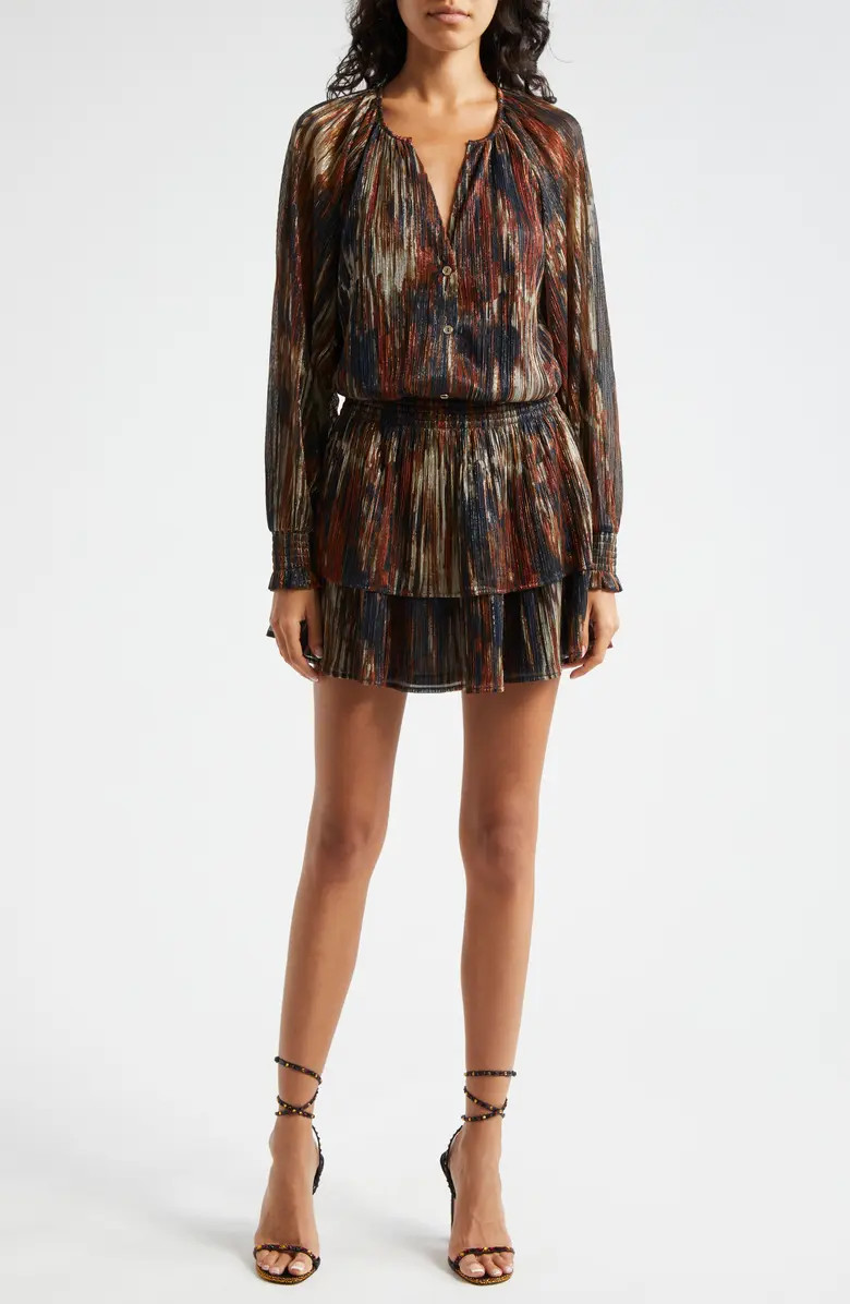Ramy Brook Malcolm Metallic Abstract Print Long Sleeve Minidress | Nordstrom | Nordstrom