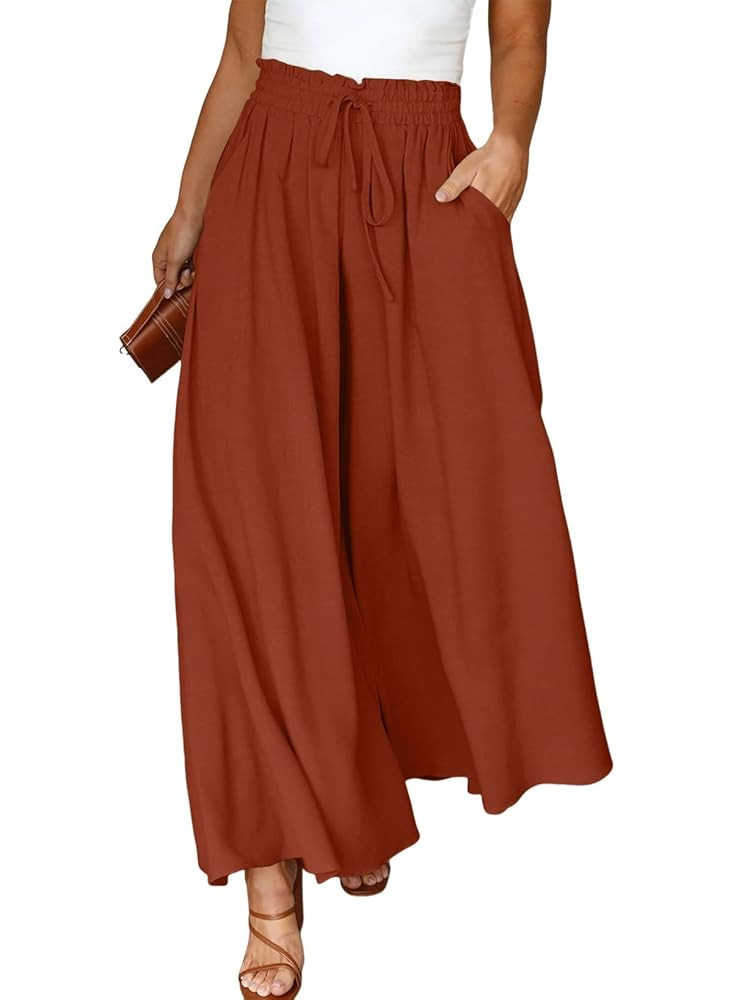 Eytino Womens Plus Size Wide Leg Pants Casual Elastic High Waist Flowy Pants Drawstring Palazzo P... | Amazon (US)