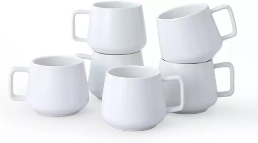 Mfacoy White Coffee Mugs Set of 4, 16 Ounce with Handles