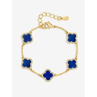 Gold Plated Lapis Clover Bracelet | Simply Be (UK)