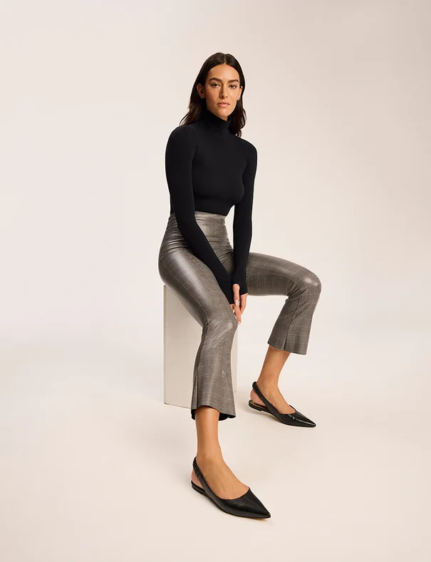 Faux Leather Print Cropped Flare | commando