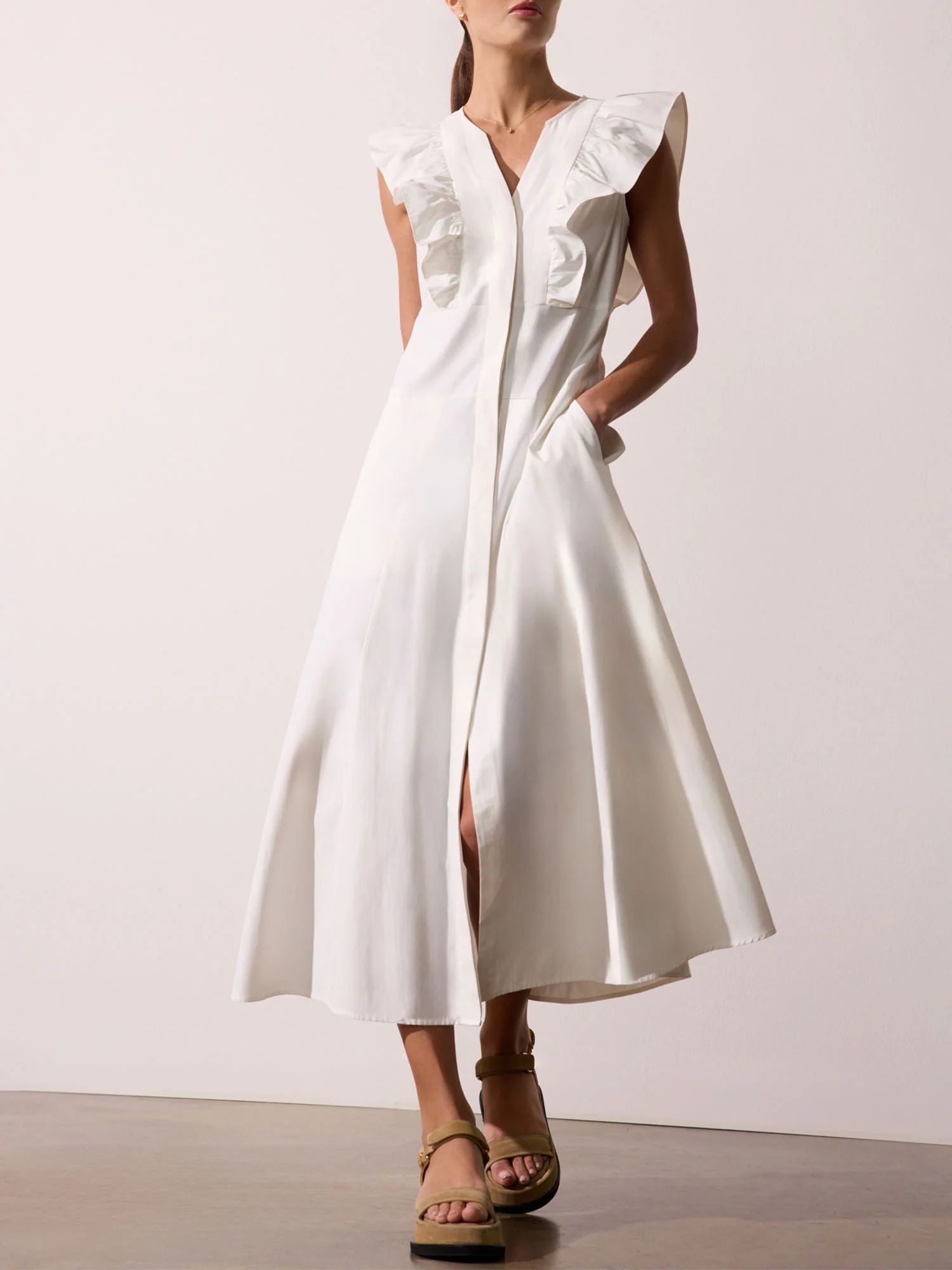 Women's Aurora Ruffle Dress in Ivory | Brochu Walker | Brochu Walker