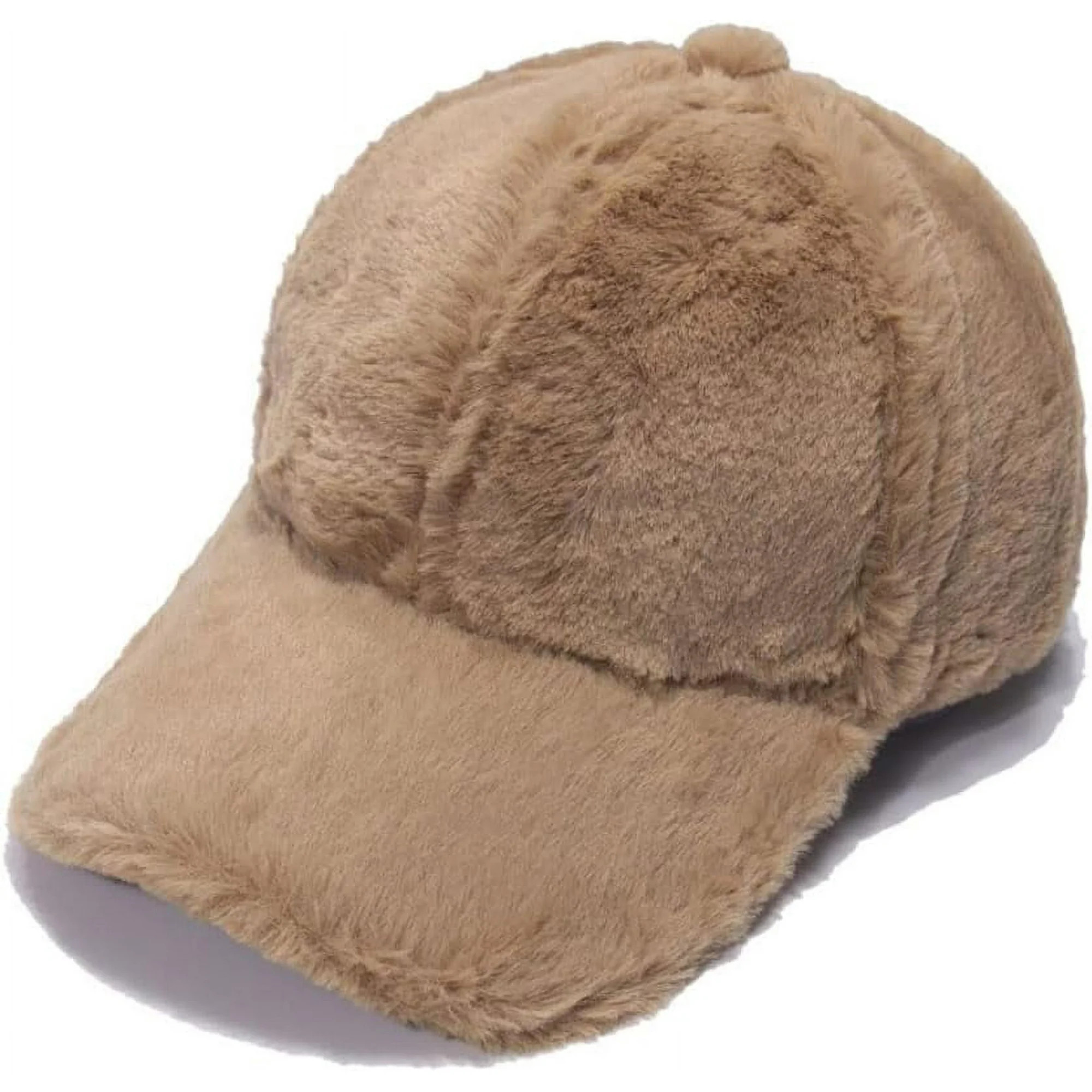 LinYooLi Winter Faux Fur Baseball Cap Hat Warm Fleece Adjustable Baseball Cap for Women Men - Wal... | Walmart (US)