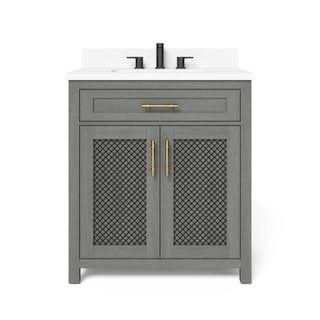 Home Decorators Collection Erinton 30 in. W x 21 in. D Vanity in Antique Grey with Engineered Sto... | The Home Depot