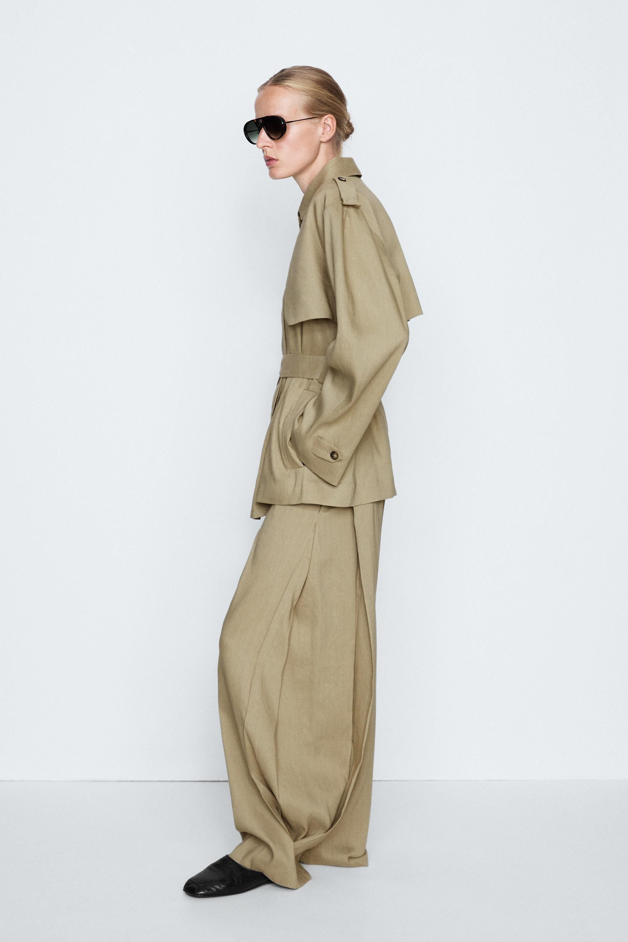 Linen blend short trench coat - STUDIO | Massimo Dutti US