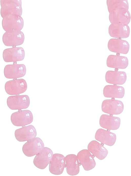 Miniature Glass Bead & Oversized Multi-Color Resin Bead Statement Necklace - 17"+3" Extender Chai... | Amazon (US)