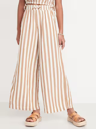 Loose Printed High-Waisted Double-Weave Wide-Leg Pants for Girls | Old Navy (US)