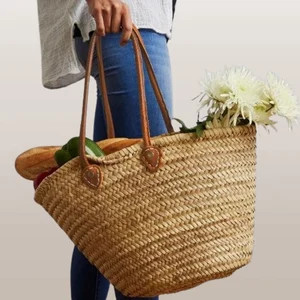 Medium Sized 29cm/26cm Moroccan Straw Bags With Leather Handles, Personalised Straw Bags, Custom ... | Etsy (UK)