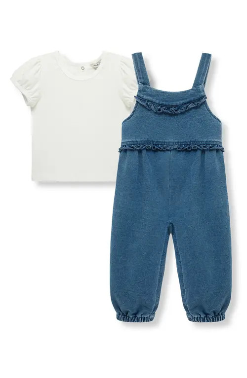 Puff Sleeve T-Shirt & Ruffle Knit Overalls Set | Nordstrom