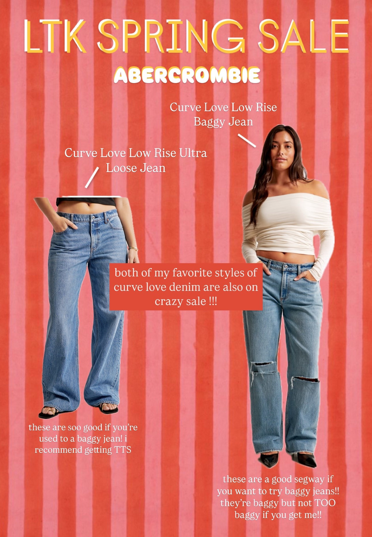 i have both and i recommend getting true to size! i have the ultra baggy for pregnancy and i would say to size up 2 sizes!! 

adding all my other favorite denim as well! 

#LTKStyleTip #LTKSpringSale #LTKFindsUnder100