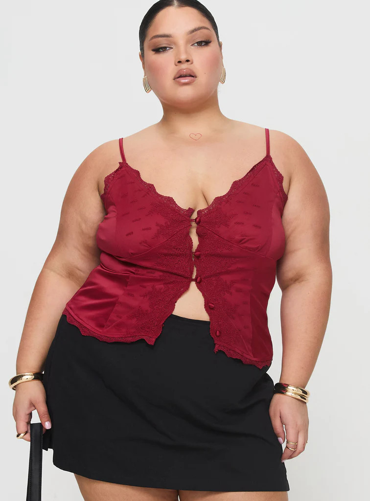 Juliana Top Dark Red Curve | Princess Polly US