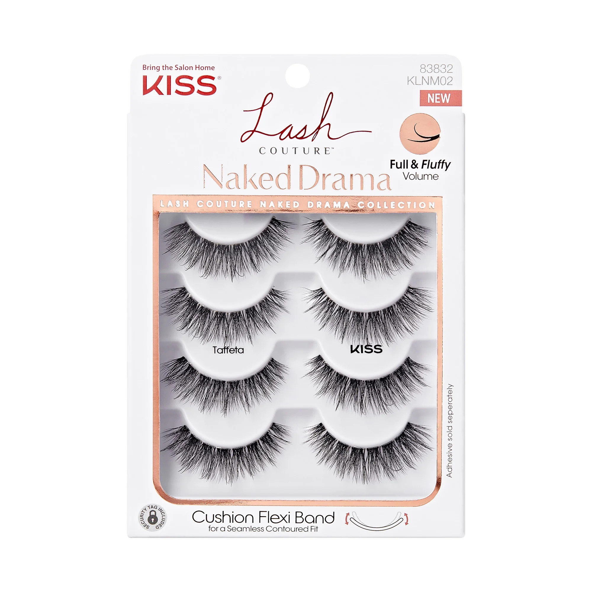 KISS Lash Couture Naked Drama False Eyelashes, Strip Lashes, Taffeta, Black, 14mm, 4 Pairs | Walmart (US)