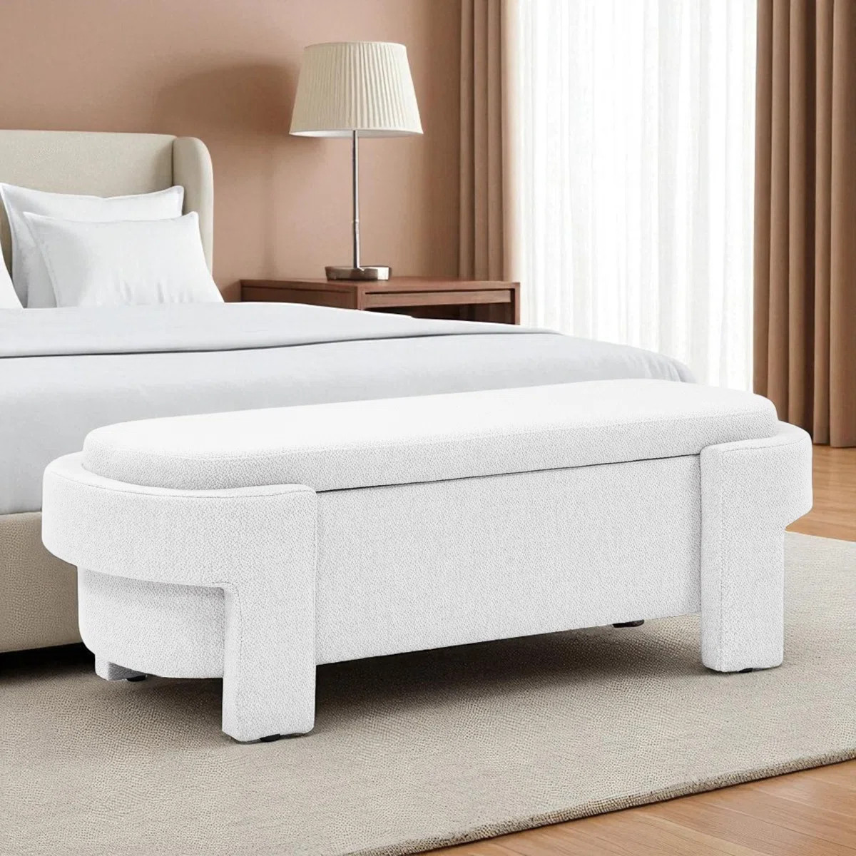 Cineus Oval Fabric Upholstered Storage Ottoman | Wayfair North America