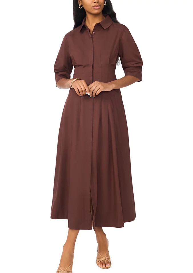 Women's 3/4 Sleeve Midi Shirtdress | Belk