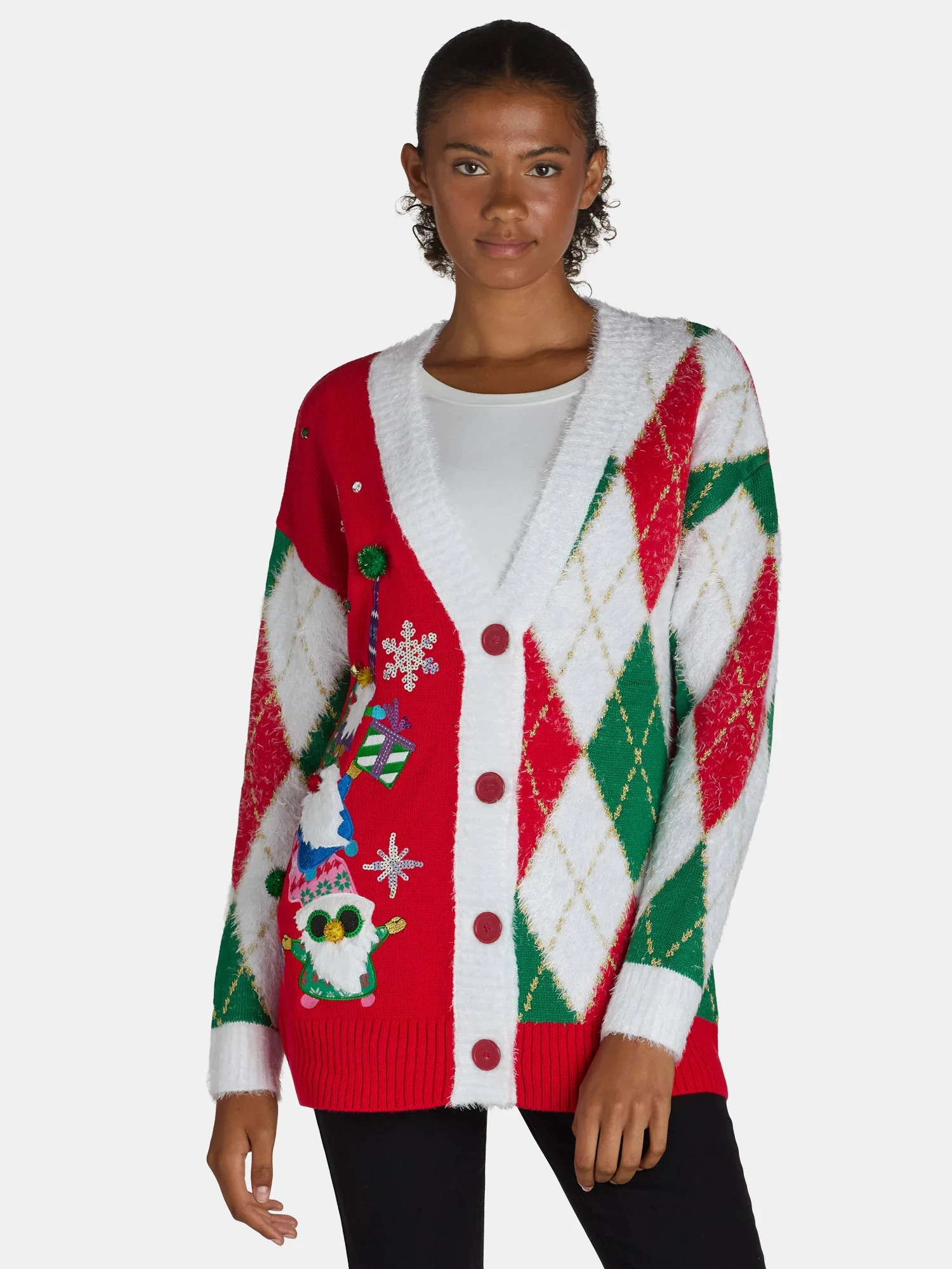 Holiday Time Embellished Cardigan Sweater, Women's, Sizes XS-XXXL | Walmart (US)