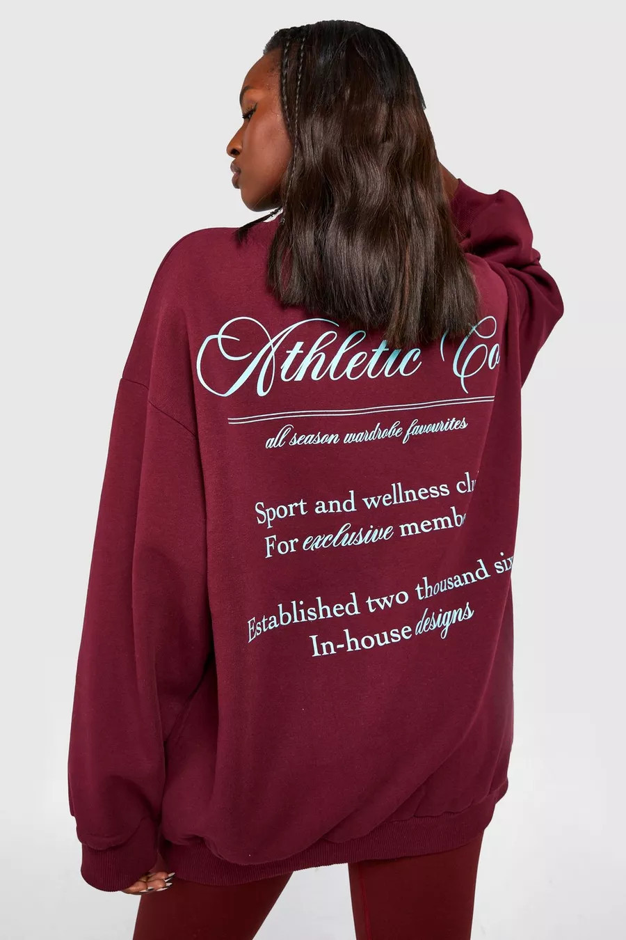 Athletic Back Print Oversized Sweater | Boohoo.com (US & CA)