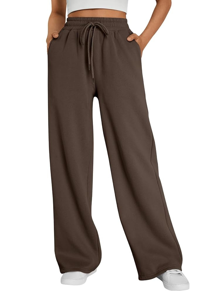 Trendy Queen Womens Wide Leg Sweatpants High Waisted Baggy Lounge Pants Drawstring Athletic Flare... | Amazon (US)