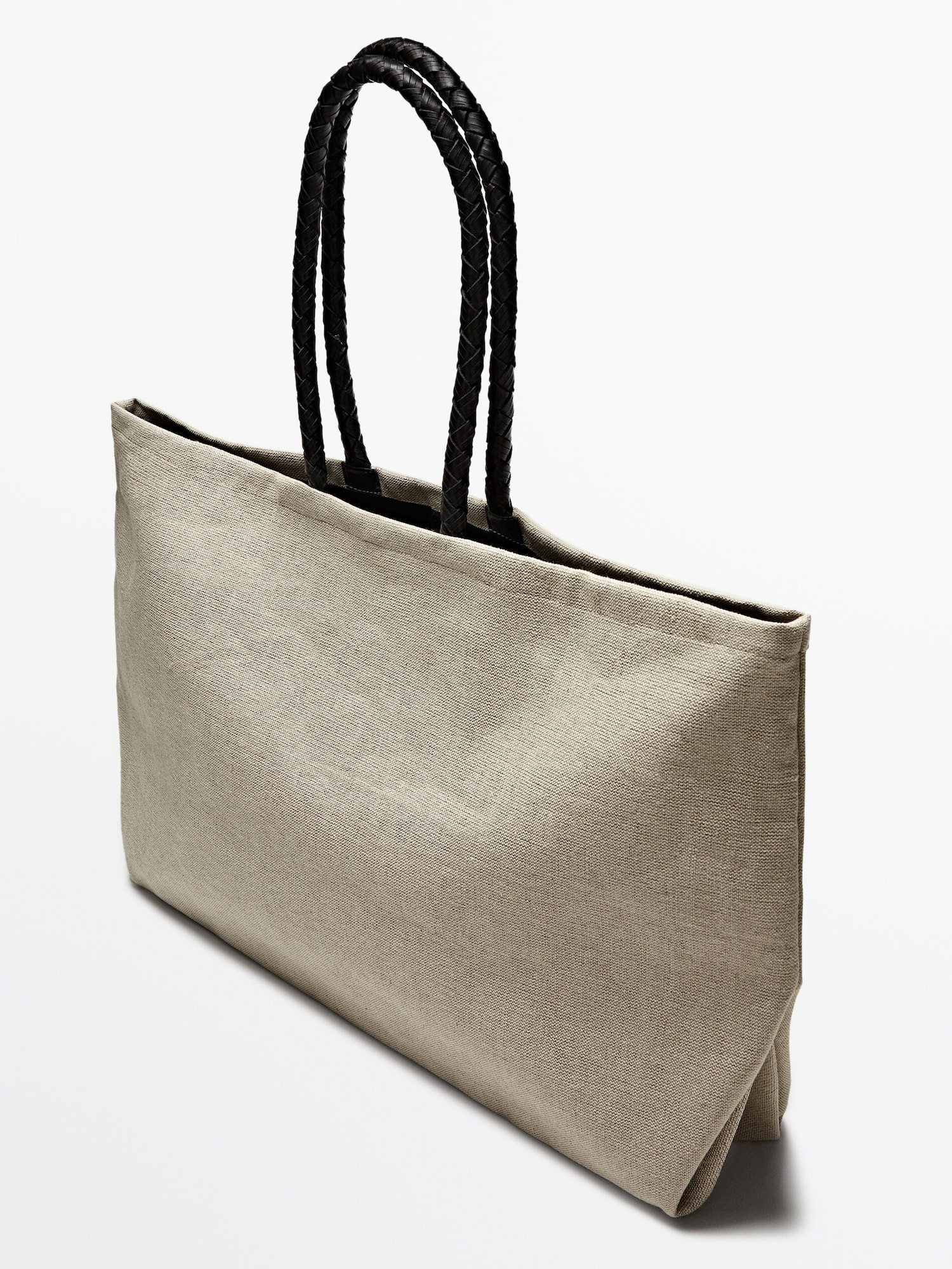 Linen maxi shopper bag | Massimo Dutti US