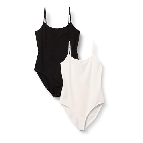 Amazon Essentials Women's Slim-Fit Cami Bodysuit, Pack of 2, Black/White, Large | Amazon (US)