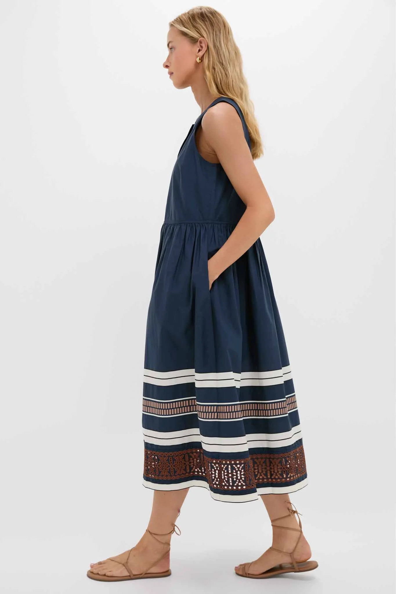 Riverside Stripe Cotton Eyelet Elsie Dress | Tuckernuck (US)