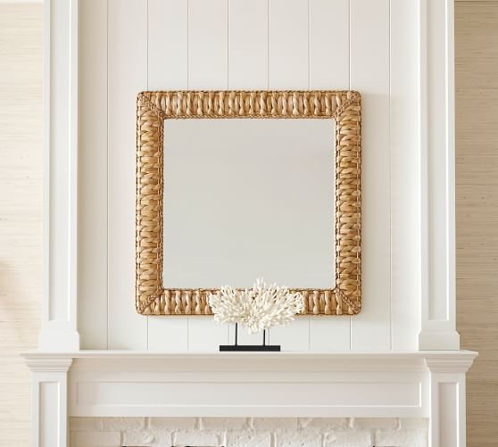 Mallorca Handcrafted Woven Seagrass Square Wall Mirror - 40" | Pottery Barn (US)